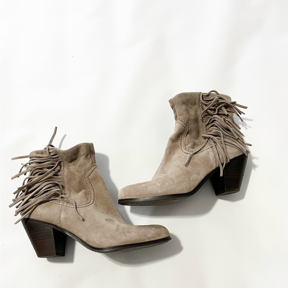 Sam Edelman Louie Suede Fringe Block Heel Bootie